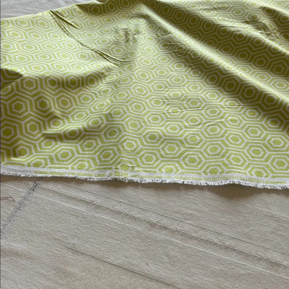 Cotton Fabric Geometric Hexagon Pattern - Lime Green & White 1 Yard 22” by 42”